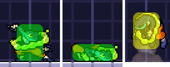 In-game screenshot of Ranno's hurtbox during idle, crouch, and hitstun.