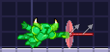 In-game screenshot of this attack's hitbox